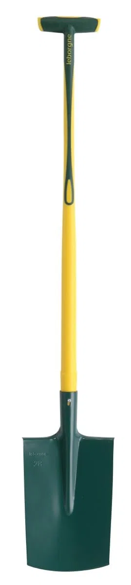 Leborgne, Bêche à rebord manche novagrip pomme 100 cm, Tête Acier Trempé, Bord Arrondi, Repose-Pieds, Douille robuste, Conseillées pour les sols légers ou peu collants, sans cailloux
