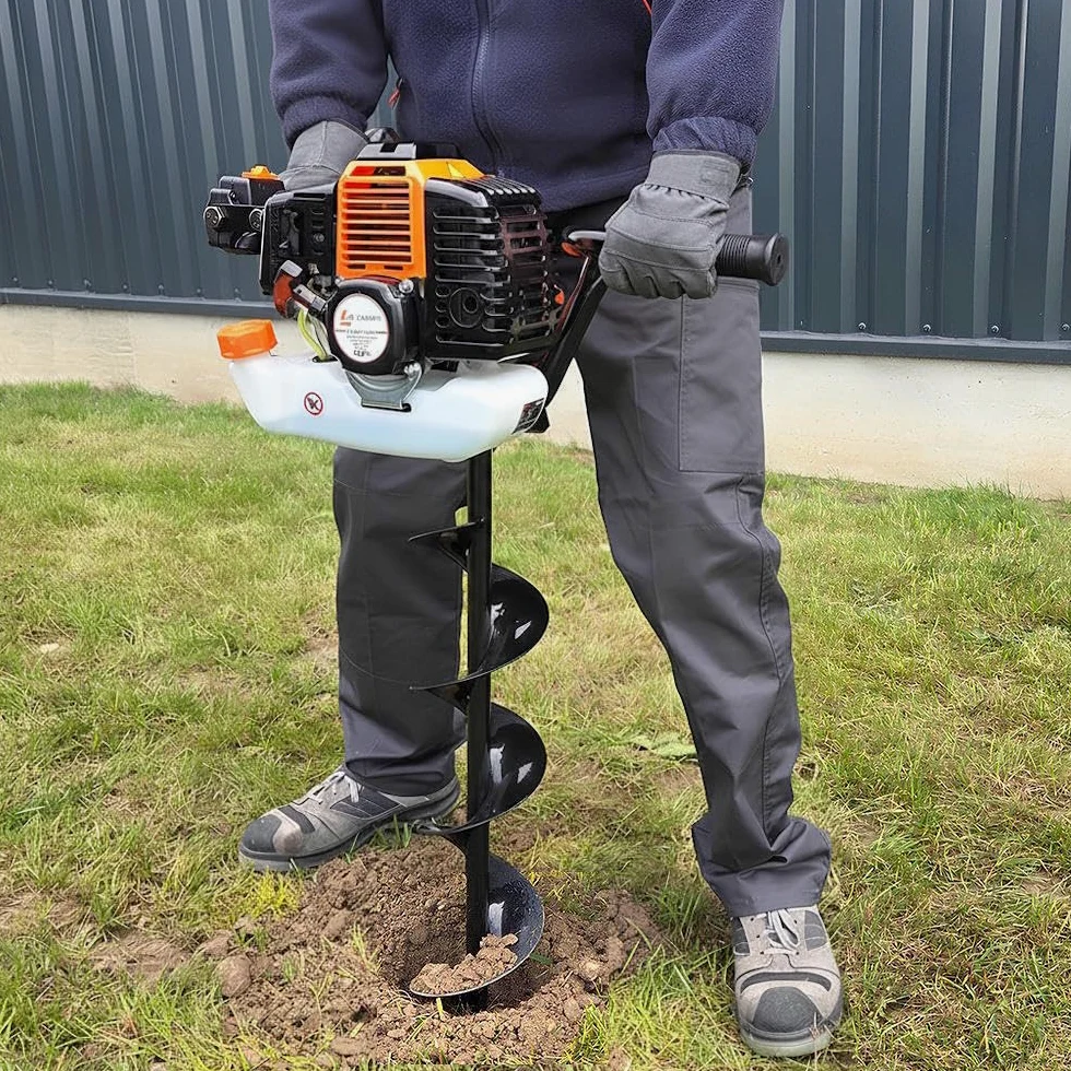 Tarière thermique 52 cm3 - 3 CV + lot de 3 mèches (100, 150 et 200 mm)