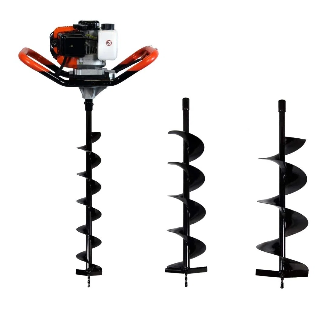Tarière thermique 52 cm3, 3 CV + lot de 3 mèches (100, 150 et 200 mm)