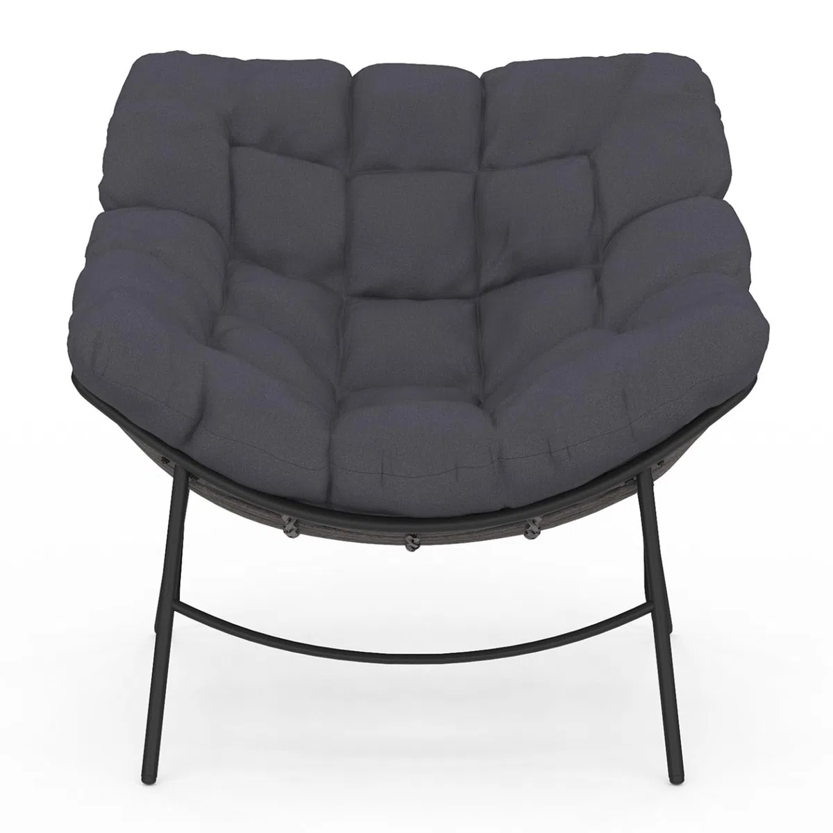 IDMarket - Fauteuil de Jardin Relax LOA Effet rotin Gris et Coussin Gris