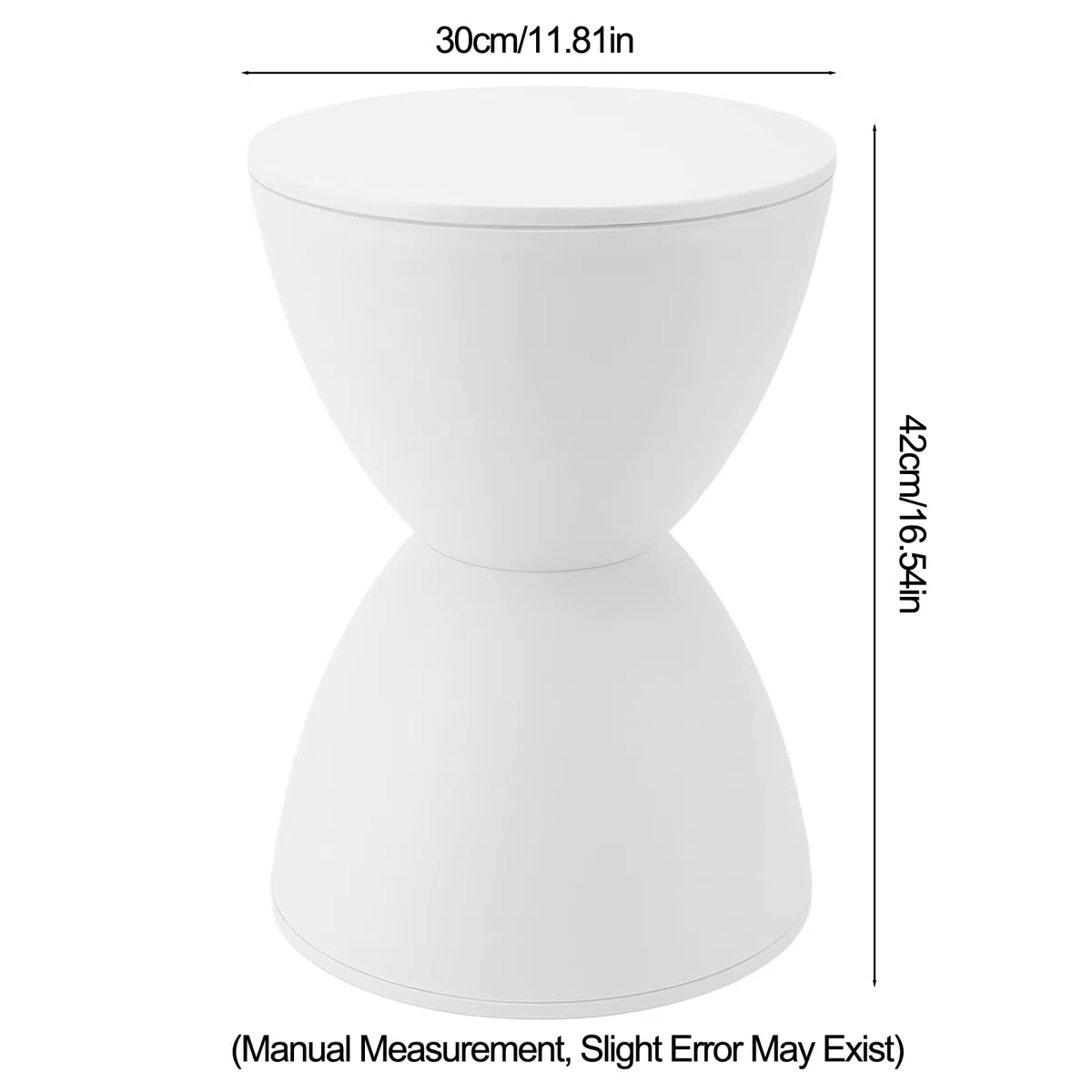 Tabouret En Forme De Sablier - Tabouret Rond En Plastique Blanc Pour Jardin, Piscine Et Salle De Bain Table D'appoint élégante Pour la Maison, Idéale Pour les Espaces Intérieurs Et Extérieurs.(Blanc)