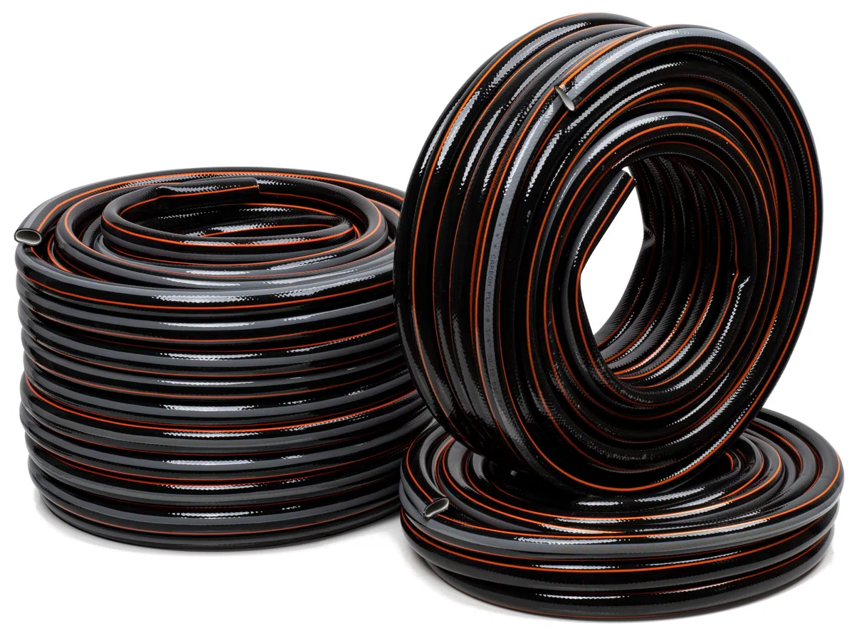 STRÜBER Tuyau d'arrosage à 4 couches (3/4" pouce / 50 m) Tuyau de jardin flexible et dimensionnellement CARBON - Résistant aux UV
