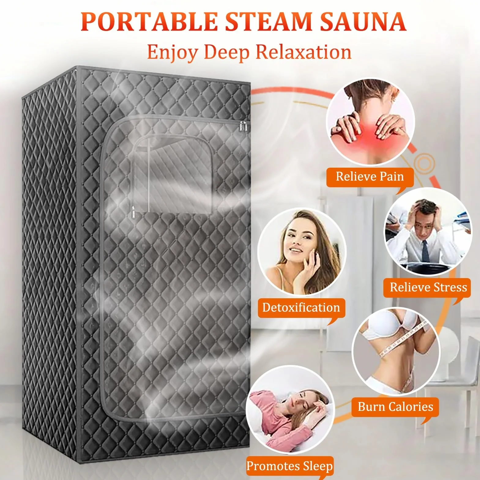 Sauna mobile, sauna à vapeur 3L pour la maison, sauna mobile extérieur, mini sauna pour la maison, accessoires de sauna avec générateur de vapeur 1000W & 3L, chaise de sauna, télécommande