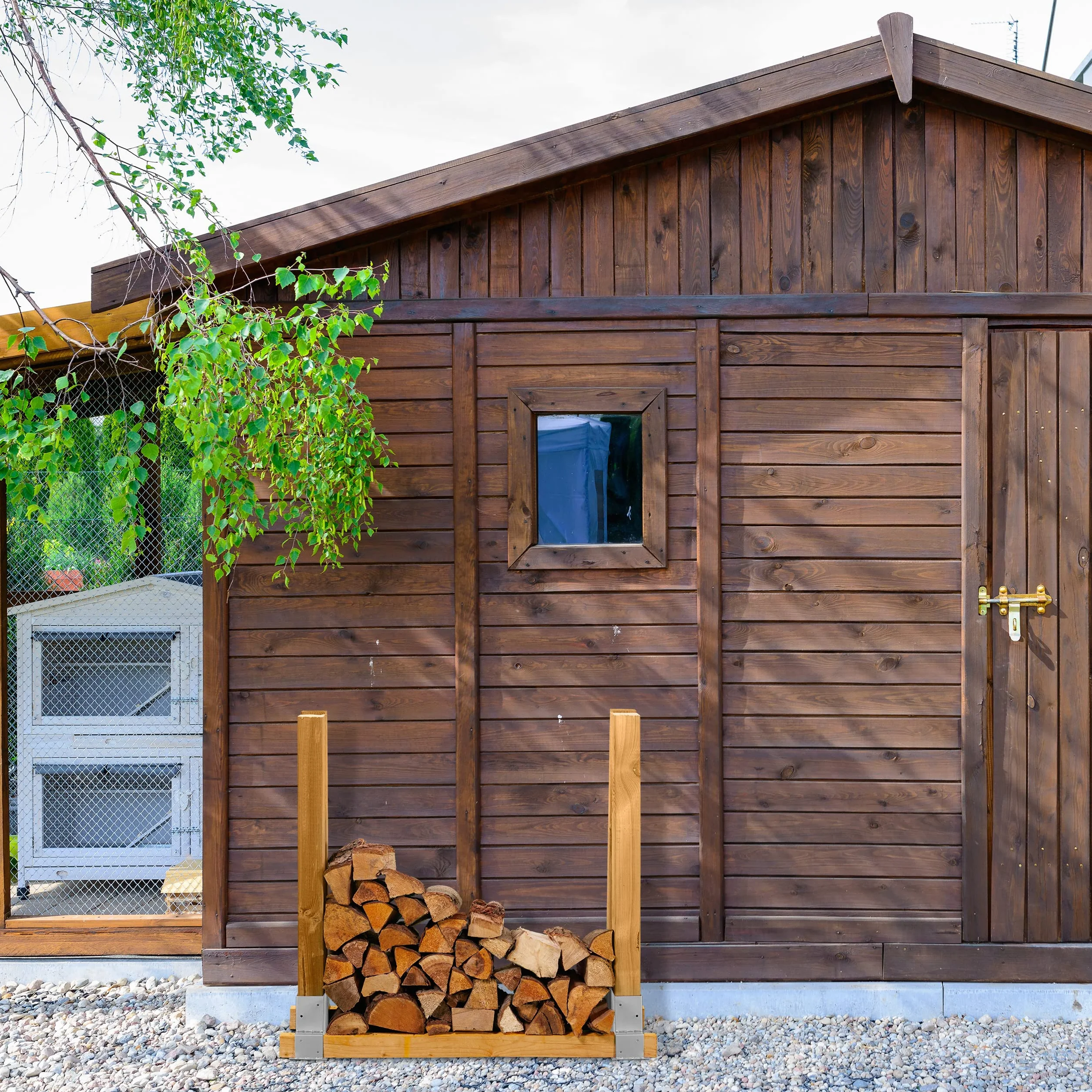 Relaxdays 2 Aides à l’empilage du Bois de Chauffage, construisez Vous-même Votre Range-bûches, en métal, argentés
