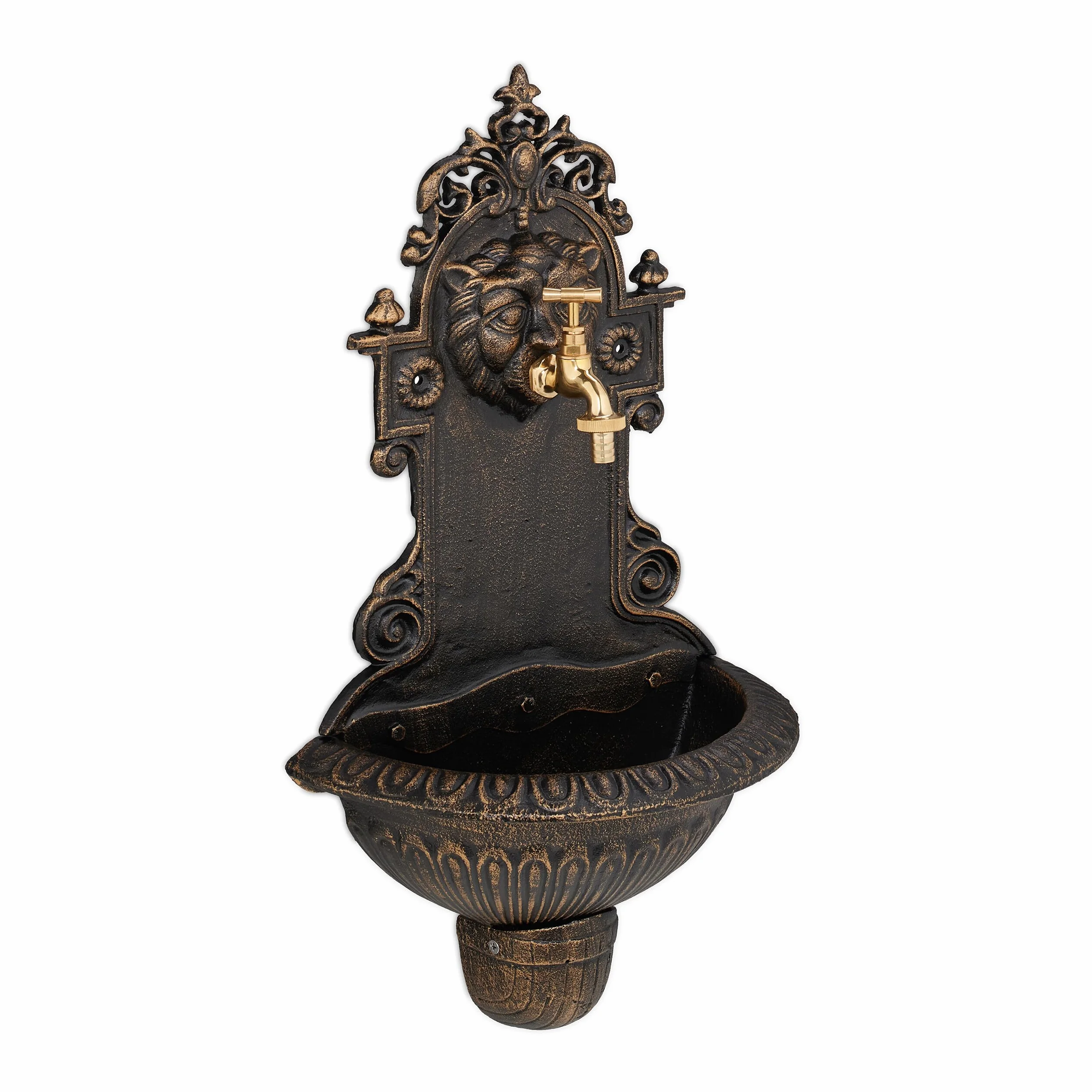 Relaxdays Fontaine extérieure pour Le Jardin, Robinet, bac, Design Rustique, H x L x P : 61 x 35 x 18 cm, Bronze