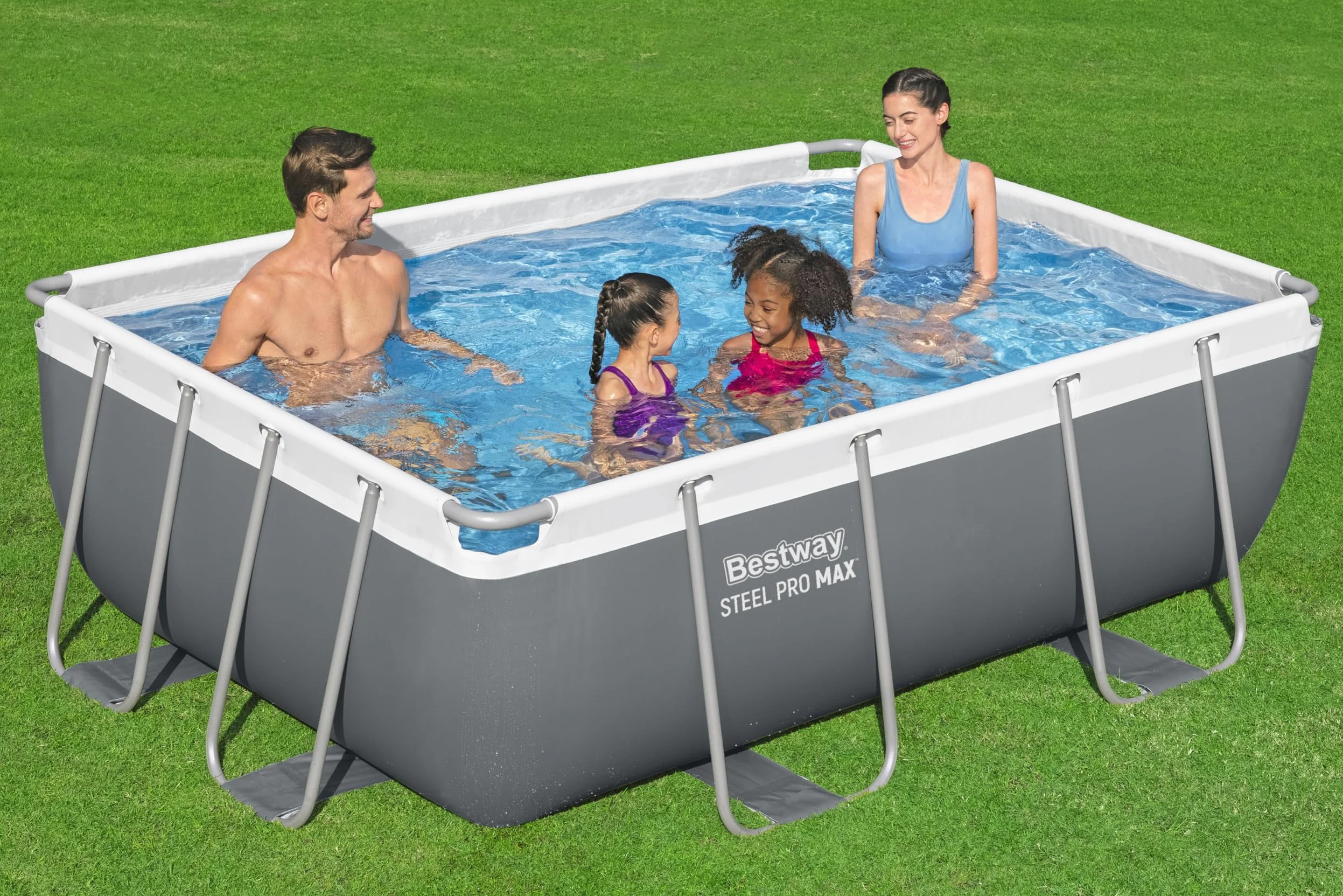 Bestway Steel Pro Max Kit Piscine Hors Sol - 282 cm x 196 cm x 84 cm - Gris