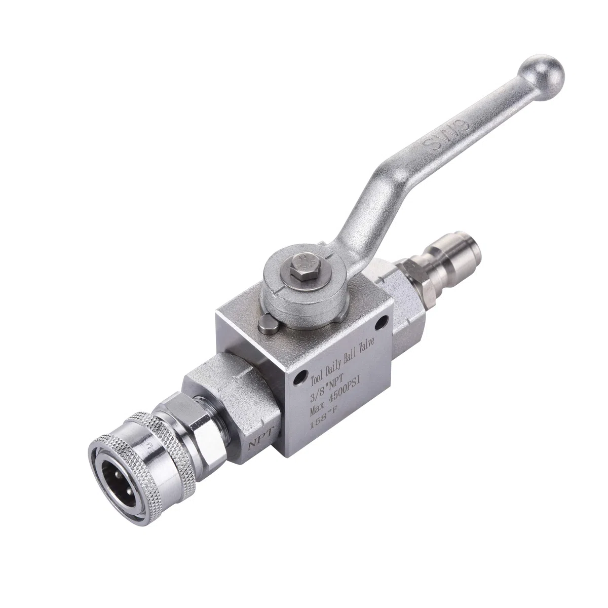 Tool Daily Robinet à Boisseau Sphérique Haute Pression, Raccord Rapide 3/8" | Vanne à Boisseau Sphérique pour Tuyau de Nettoyeur Haute Pression, Acier Inoxydable, 310 bar (4500 PSI)