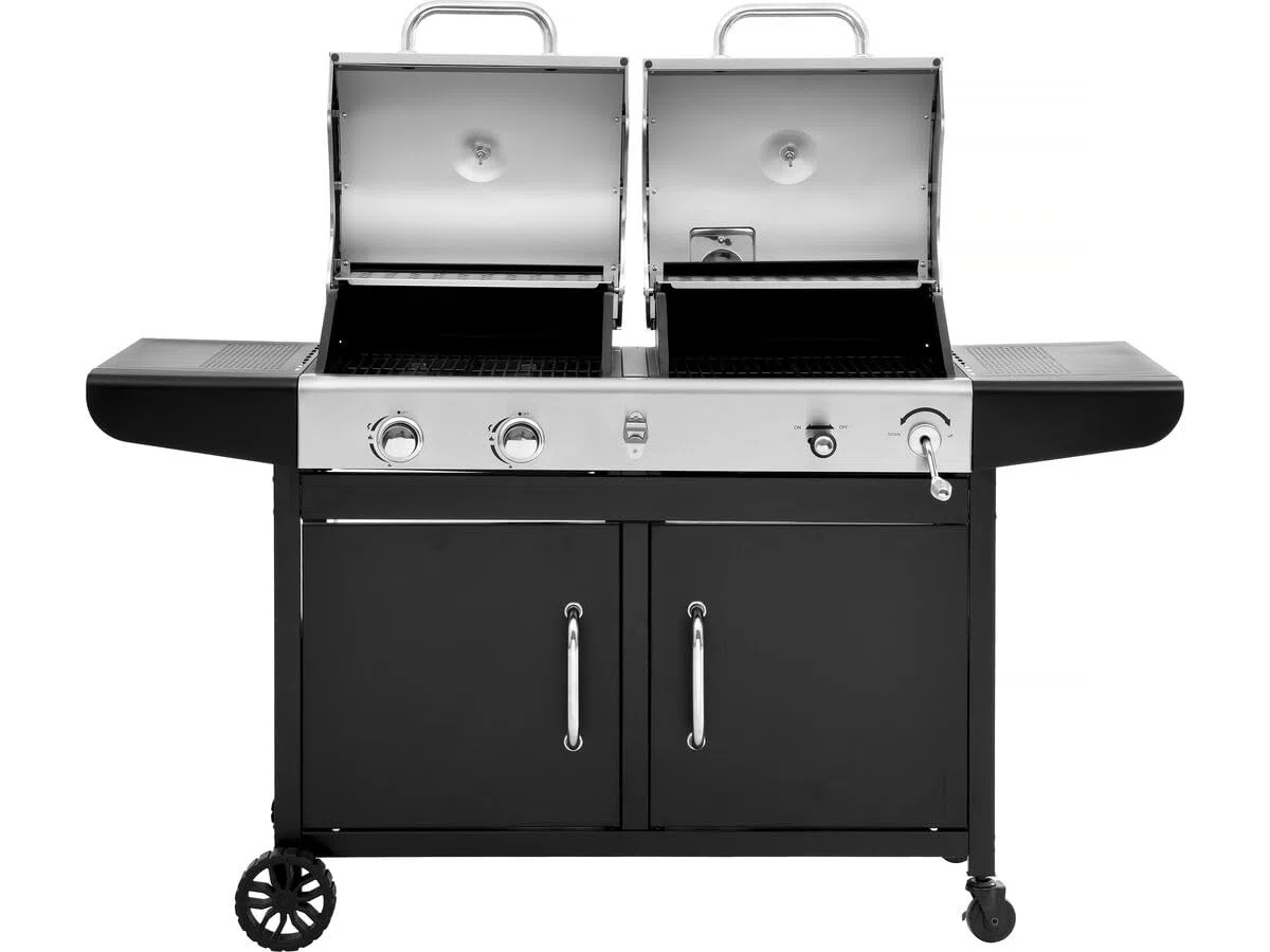 Barbecue gaz et Charbon 2 en 1 en métal Western - Noir
