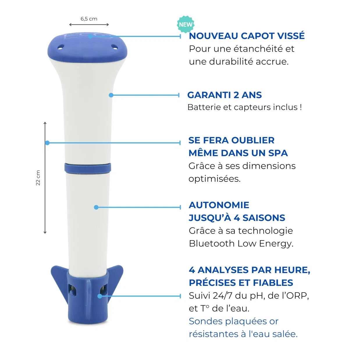 EcO Start Sel - Analyseur de Traitement de l'eau pour Piscine et Spa au sel (EcO Salt)