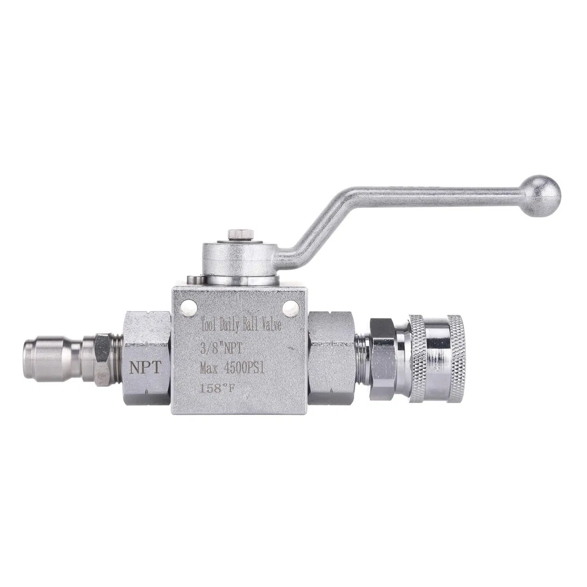 Tool Daily Robinet à Boisseau Sphérique Haute Pression, Raccord Rapide 3/8" | Vanne à Boisseau Sphérique pour Tuyau de Nettoyeur Haute Pression, Acier Inoxydable, 310 bar (4500 PSI)