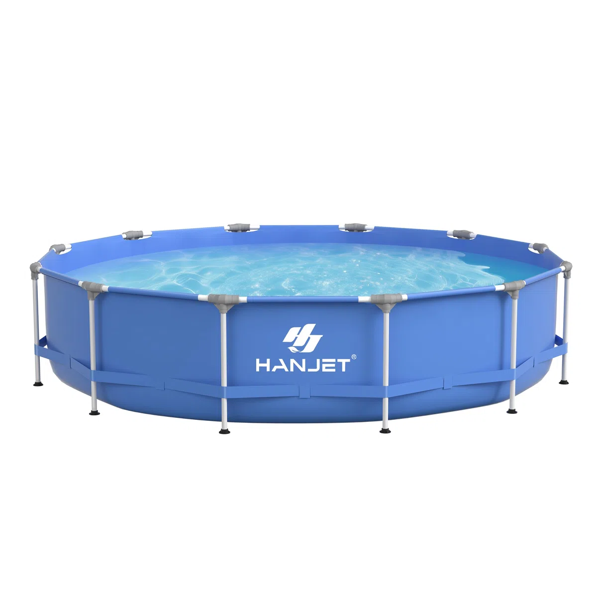 Steel Frame Piscine à cadre en polyéthylène (pas de PVC) – Piscine de jardin hors sol – Piscine d'été avec cadre en acier pataugeoire pour l'extérieur arrière-cour – Ronde, bleue (diamètre 366