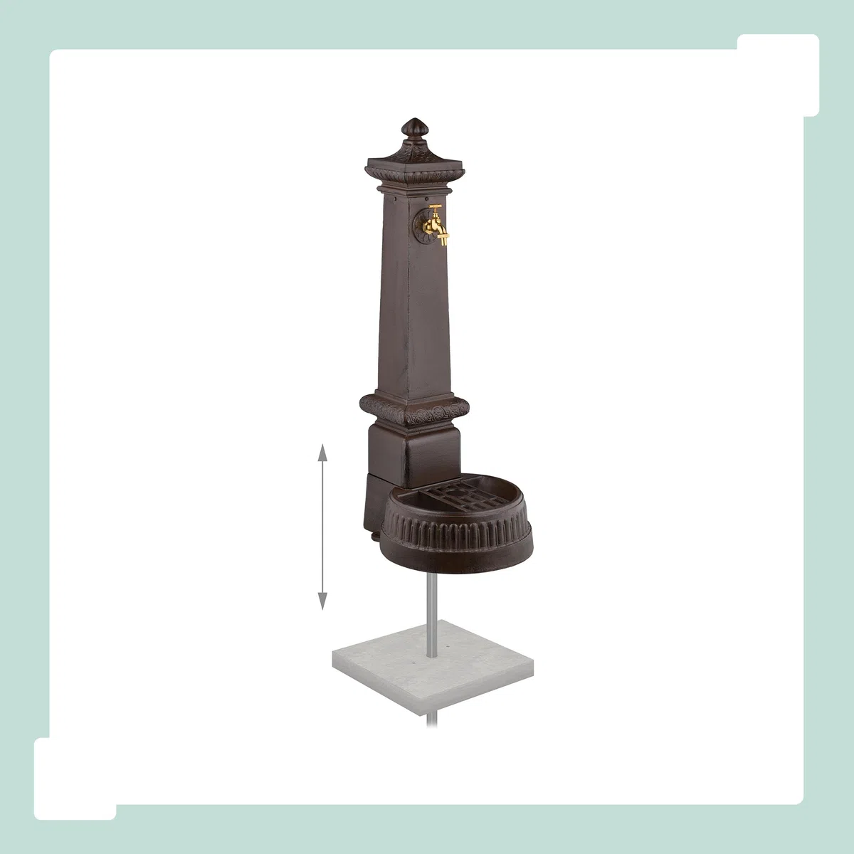 Relaxdays Fontaine extérieure pour Le Jardin ou la terrasse, Robinet, bac, HLP : 100 x 44,5 x 38 cm, Marron