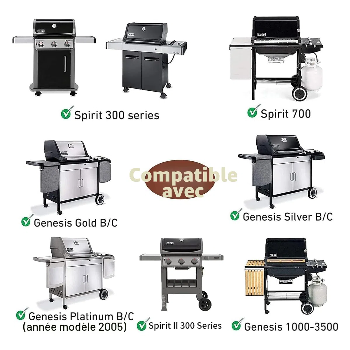 GFTIME Weber Spirit I II E310 E320 E330 S310 S320 S310 S320 S330 Lot de 2 grilles en fonte pour barbecue Weber Spirit série 300 44,5 cm