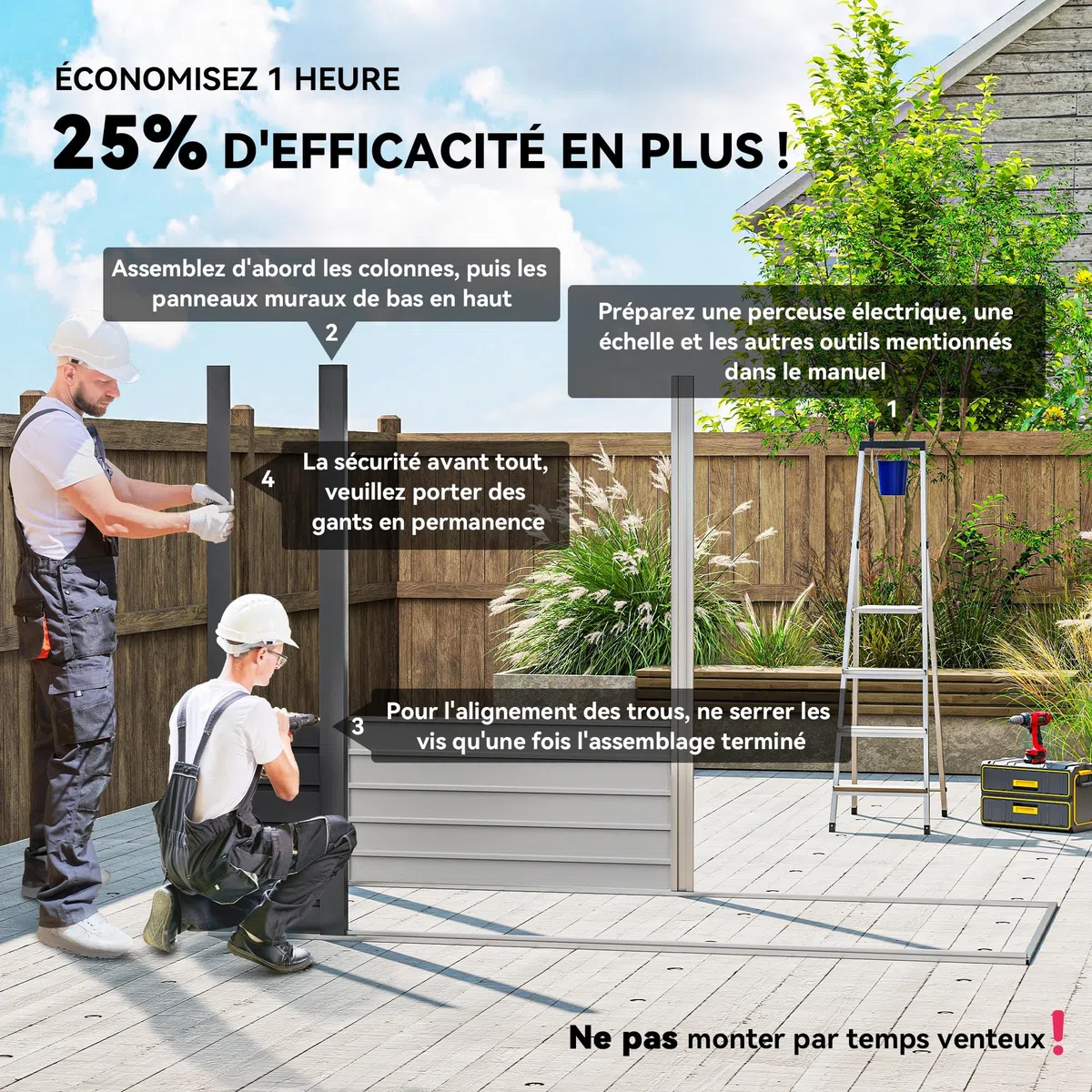 Outsunny Abri de Jardin en Métal 3 m², Cabane de Jardin 249x121x183cm, Structure en Acier Galvanisé Améliorée, Cabanon Rangement Outils, Gants, Portes Verrouillables, Aérations, Gris
