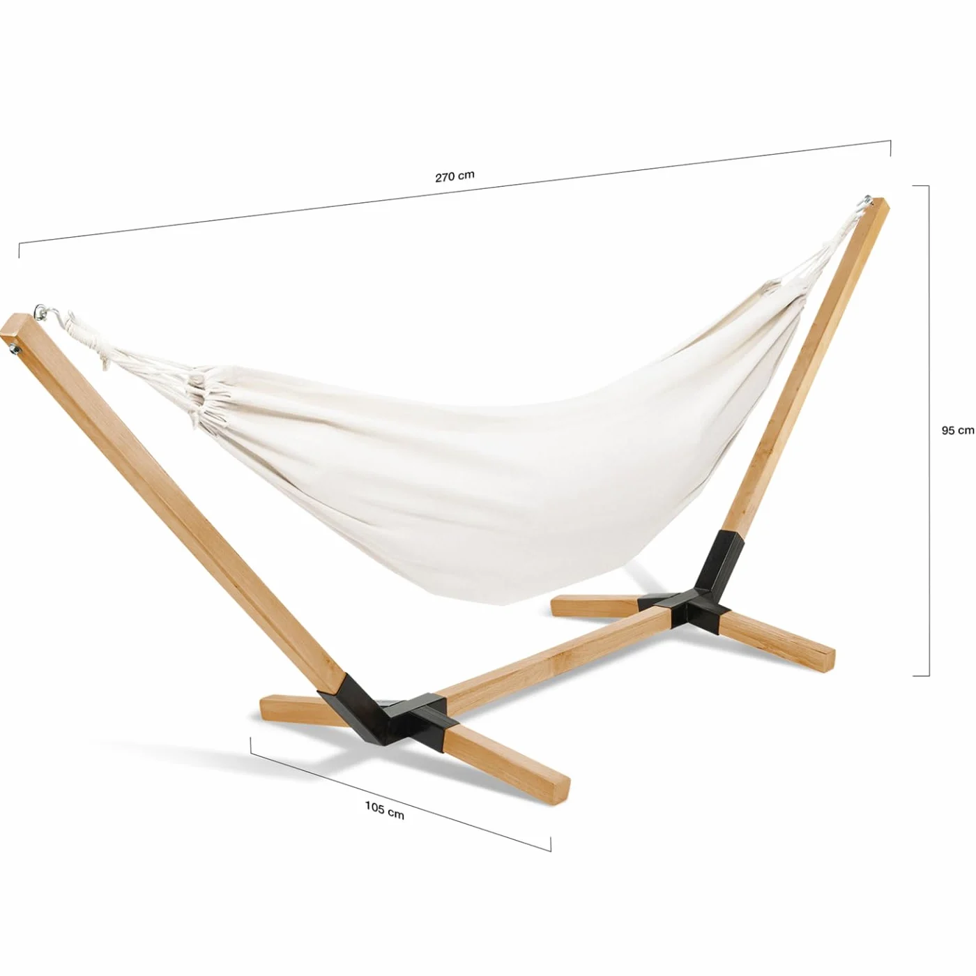 IDMarket - Hamac avec Support Bois et Toile écrue Tahiti