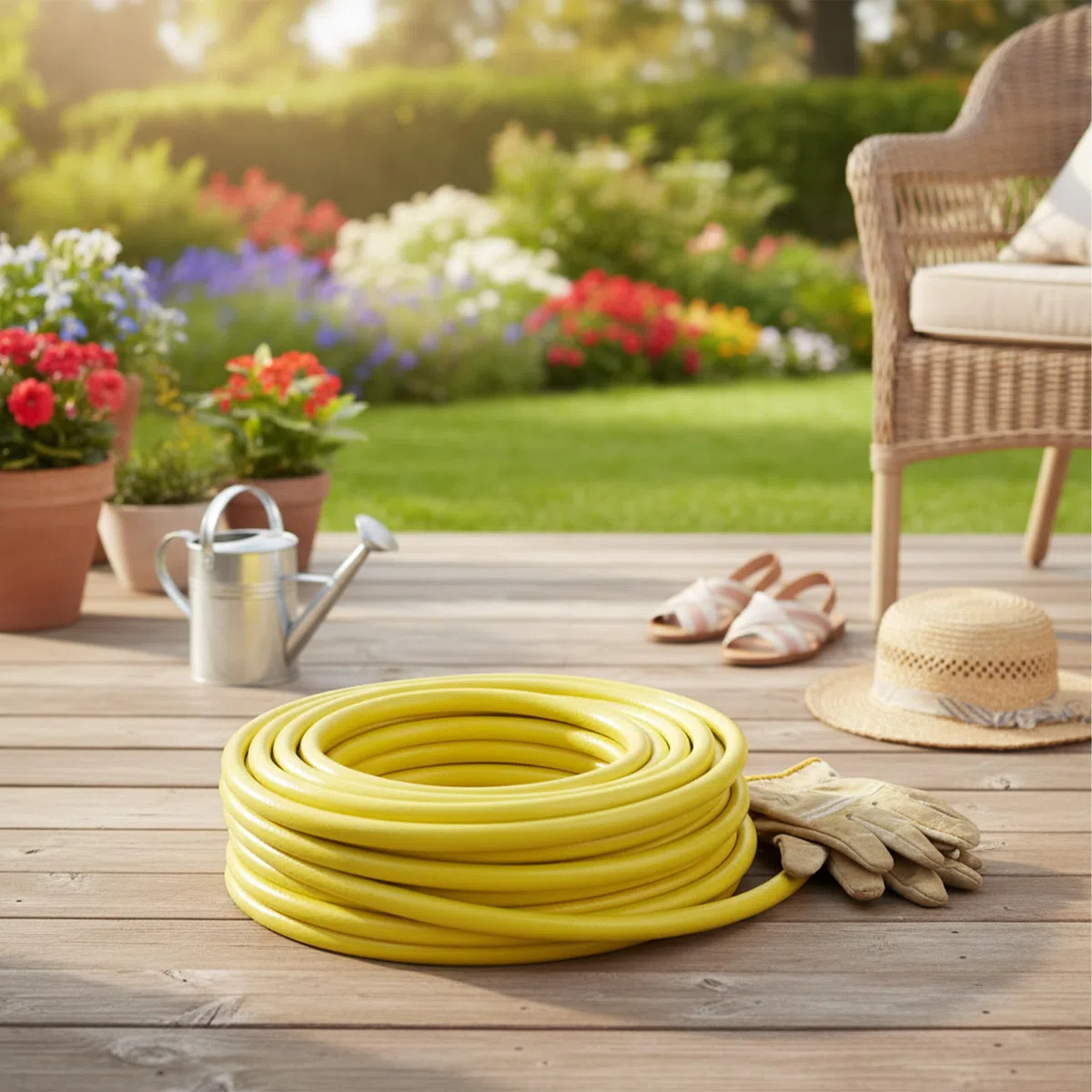 Relaxdays Tuyau d'arrosage résistant UV, torsadé, 70 m, Universel 1/2", Jaune