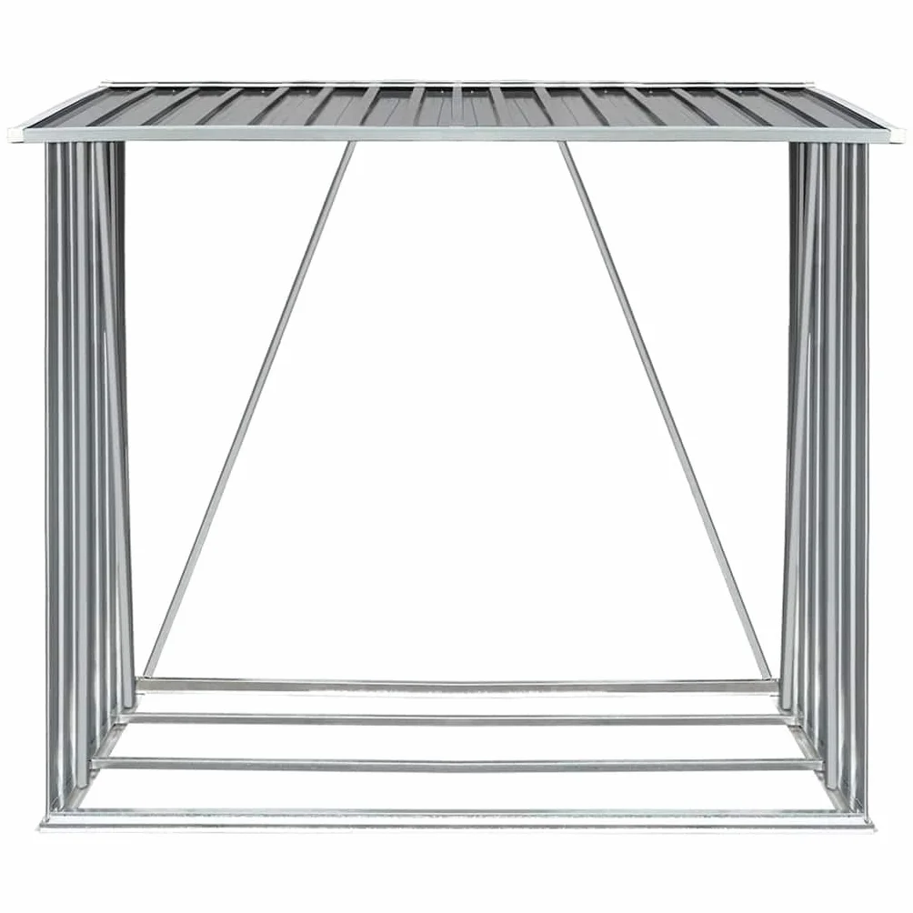vidaXL Abri de Stockage de Bois Acier Galvanisé Gris Jardin Patio Porte-bûche