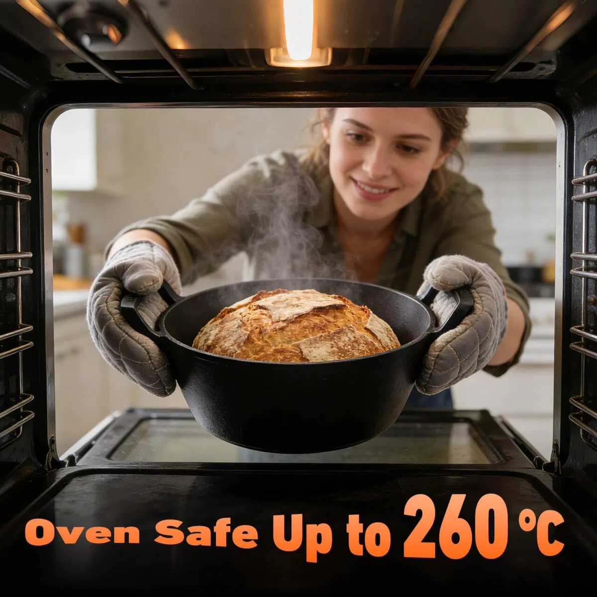 onlyfire Cocotte en Fonte Émaillée 25 cm avec Couvercle | Dutch Oven pour Barbecue et Feu de Camp, Compatible Induction, Gaz et Four, Poignées Larges, Couvercle à Rebord pour Braises
