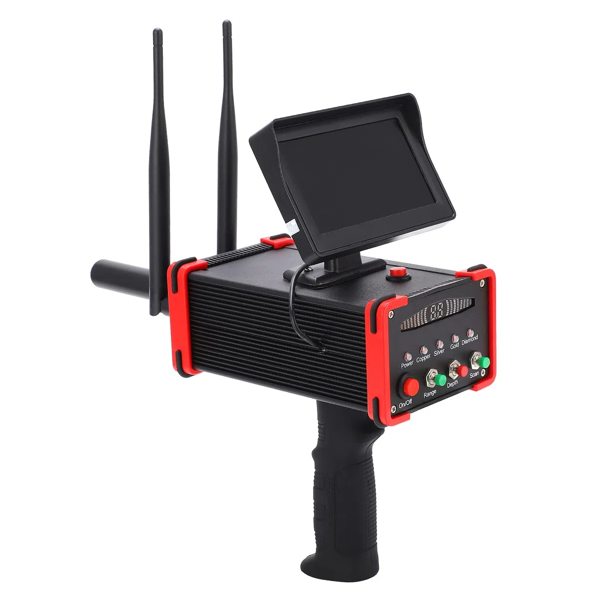 Détecteur de métaux, Kit de détecteur d'or en métal à écran HD avec écouteur, Treasure Finder Metal Scanner Search Range 99 mètres Détection de Profondeur 16M pour Or Argent Cuivre(EU)