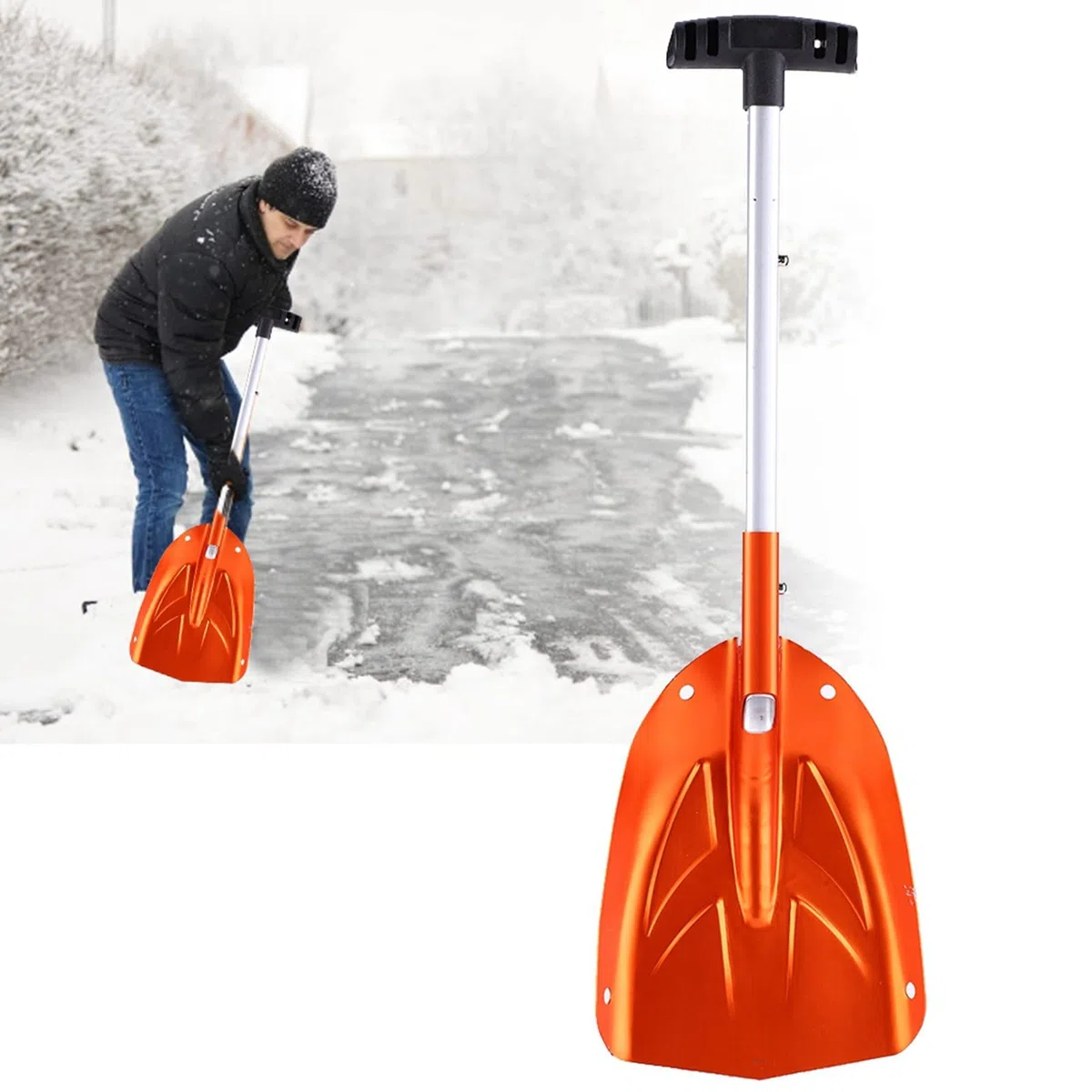 Pelle à Neige Légère en Alliage D'aluminium Grattoir à Glace Poussoir à Neige Universelle pour Allée Maison Patio