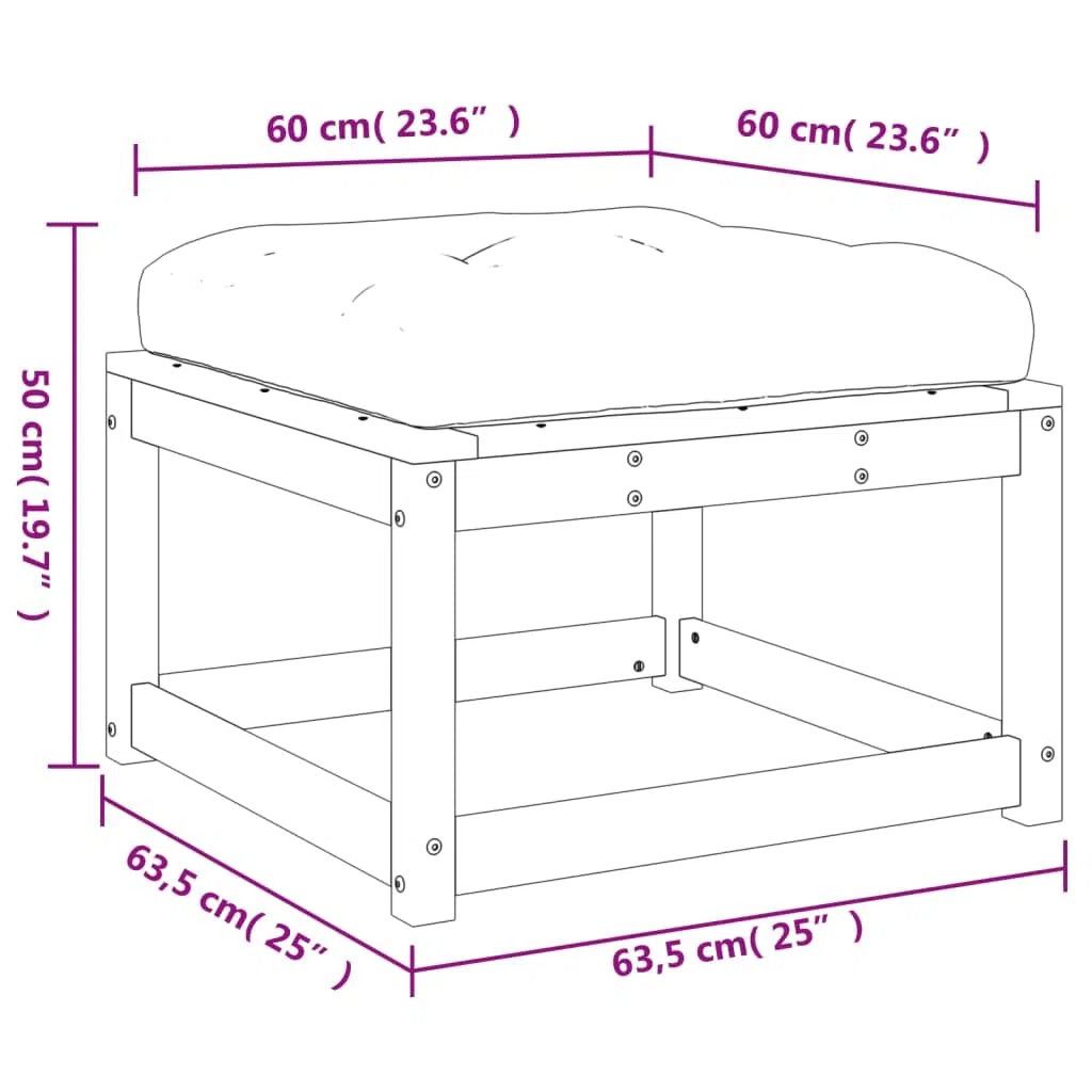 vidaXL Repose-Pied de Jardin avec Coussins, Pouf de Palette, Table Basse de Terrasse, Meuble Modulaire de Salon Balcon, Blanc Bois de Pin Massif