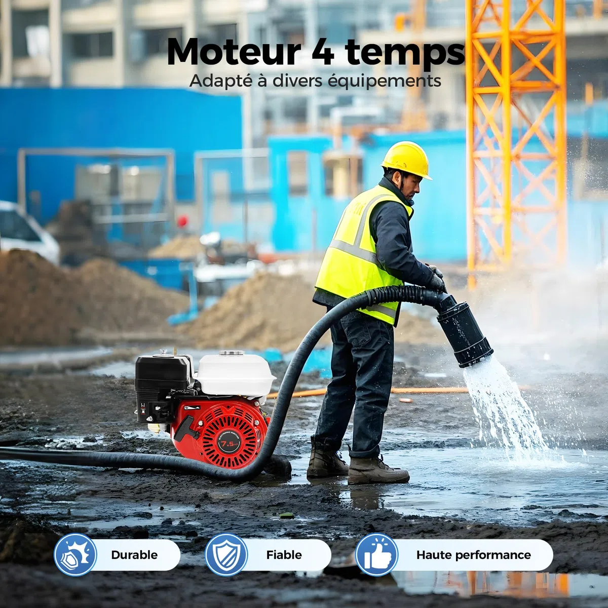 Moteur à essence de 7,5 ch, 212 cm³, moteur 4 temps de 20 mm d'arbre, démarreur manuel, kit de karting, moteur de kart avec fonction de protection contre la pénurie d'huile pour machines à pompe