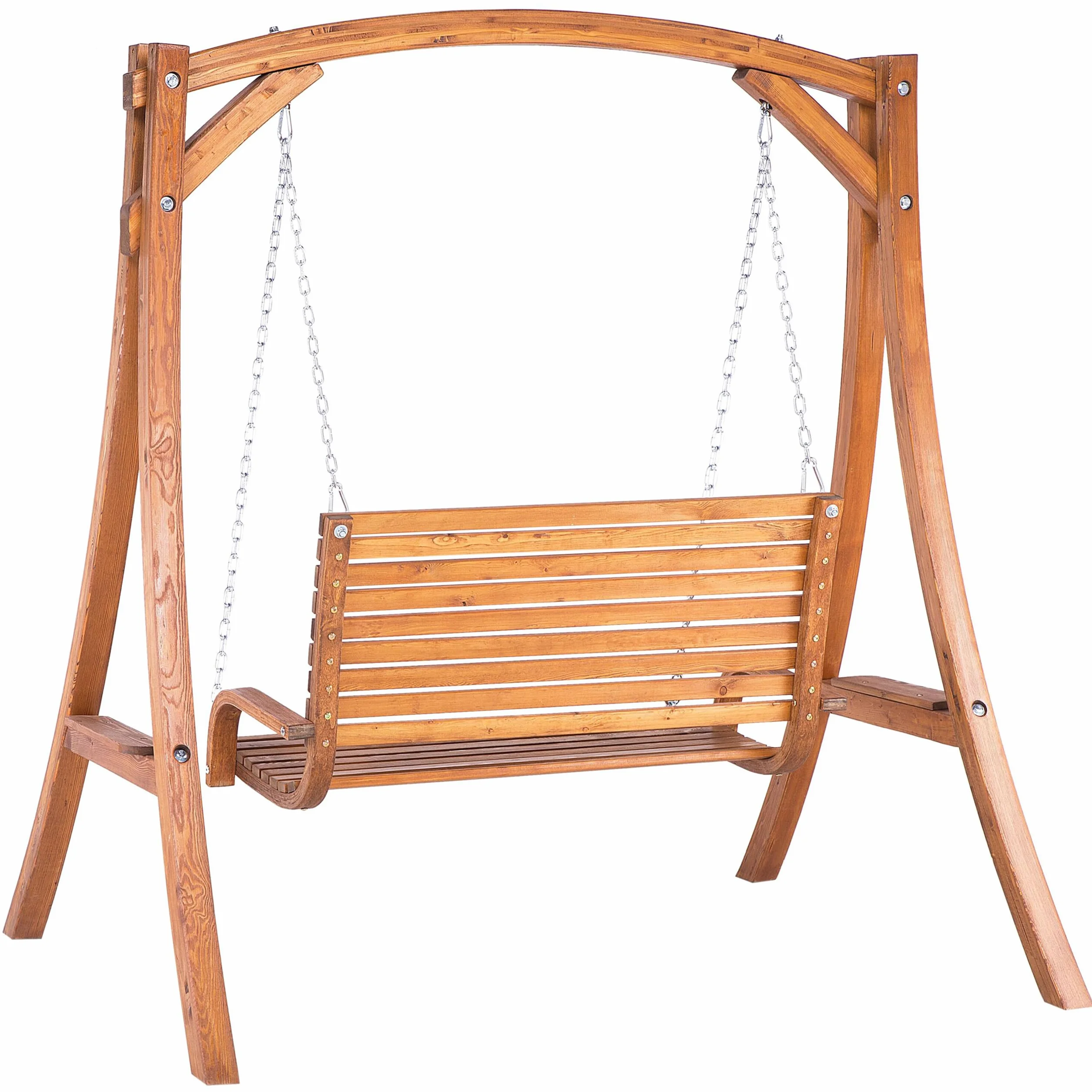 Balancelle de Jardin en Bois Foncé Assise Confortable et Élégante pour Terrasse au Style Campagne Beliani