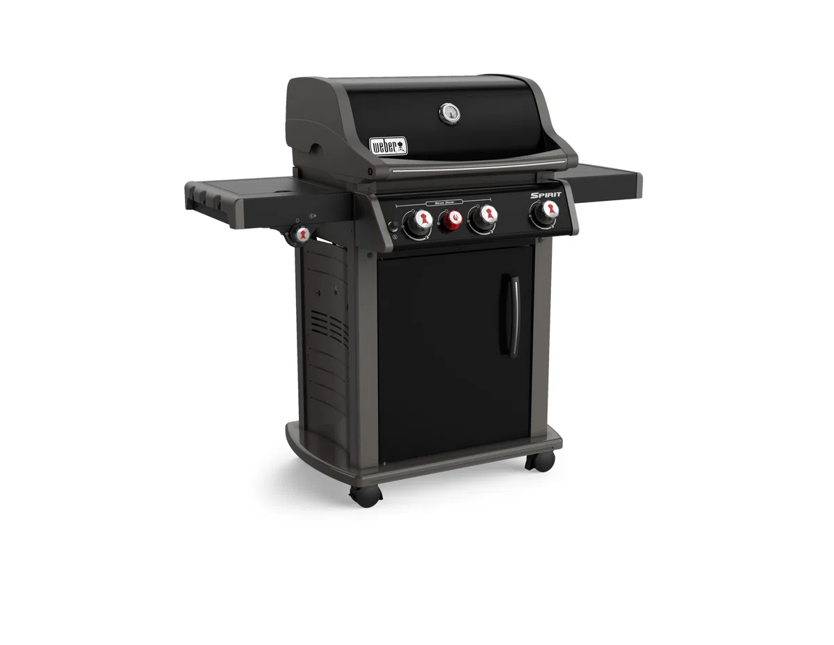 Weber Spirit E-330 GBS Classic Barbecue à gaz, 3 brûleurs + réchaud latéral + brûleur Sear Zone, Surface de Cuisson 60 x 46 cm, thermomètre de Couvercle, 4 Roues - Noir (1500134)