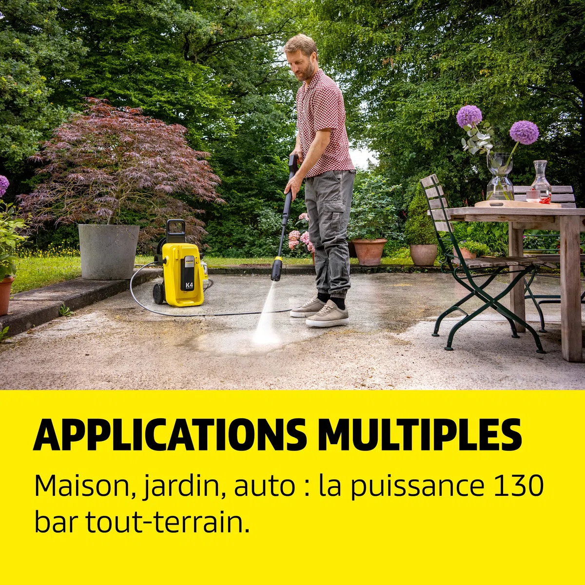 Kärcher Nettoyeur Haute Pression K 4 Comfort Premium Home, Max. 130 Bar, Débit : 420 l/h, Surface : 30 m²/h, Flexible Haute Pression Extra Souple, Enrouleur de Tuyau, Multi Jet 4 en 1, Home Kit