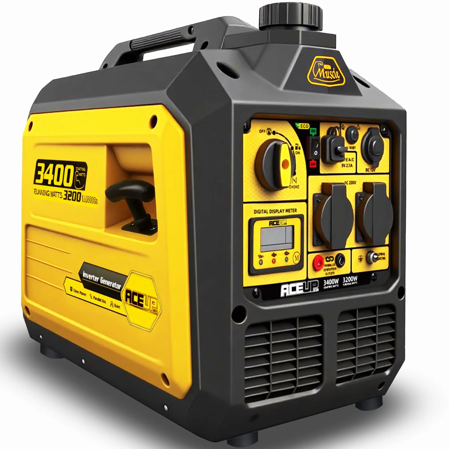 Aceup Energy 3400W Groupe Electrogene Inverter Générateur à Essence Silencieux avec prises 230V 12V 5V polyvalent pour la maison l'extérieur et l'urgence camping 4 Temps 23 kg