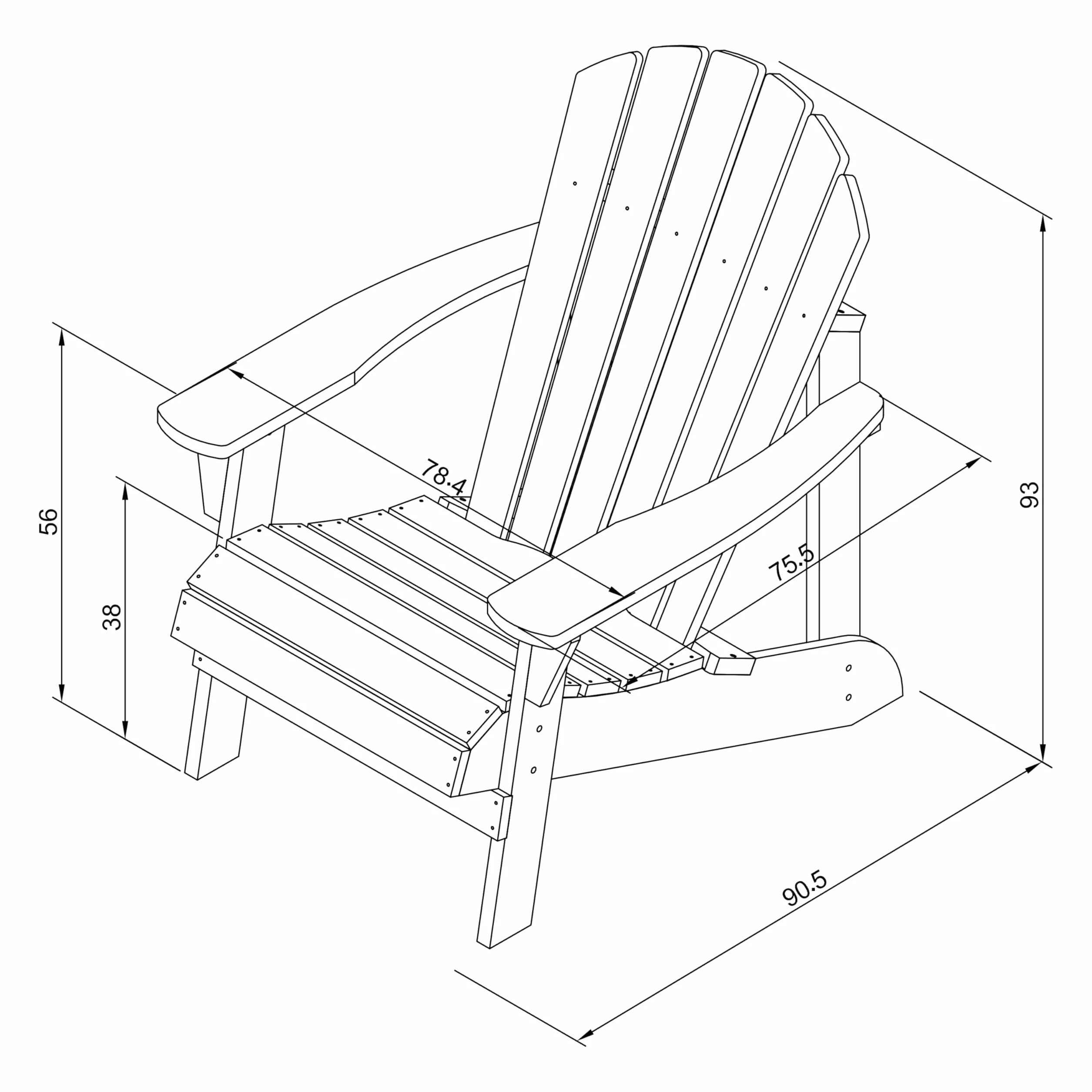 AXI Carmen Chaise Adirondack, Transat Bois, Beige Or | Chaise de Jardin 1 Personne/Fauteuil Exterieur/Chaise Exterieur | Fauteuil Exterieur à Dossier Haut - 90 x 78 x 93 cm - 14 kg