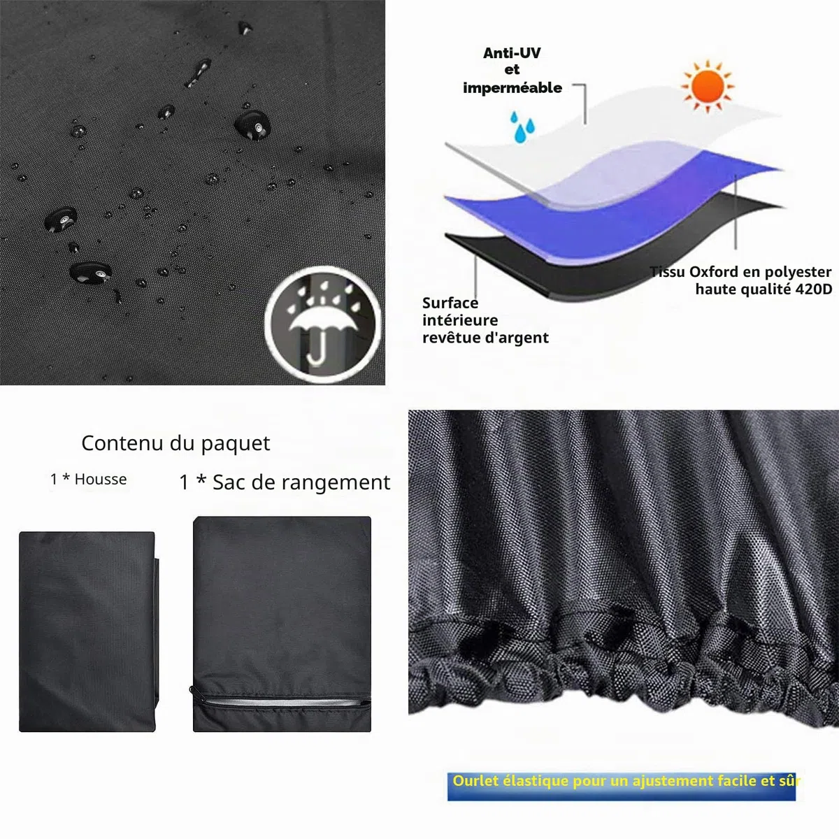 Housse imperméable pour tracteur tondeuse à gazon autoportée, jusqu'à 137,2 cm, polyester Oxford 420D, durable, résistant aux UV, résistant à l'eau
