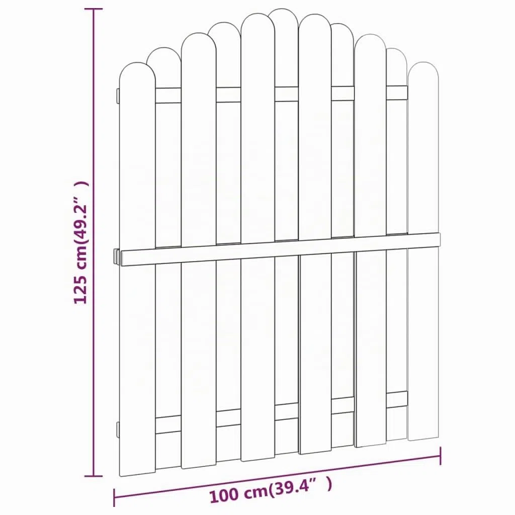 vidaXL Portail de Jardin, Barrière de Sécurité, Portillon avec Clous, Porte de Patio Terrasse Extérieur, Bois Pin Imprégné