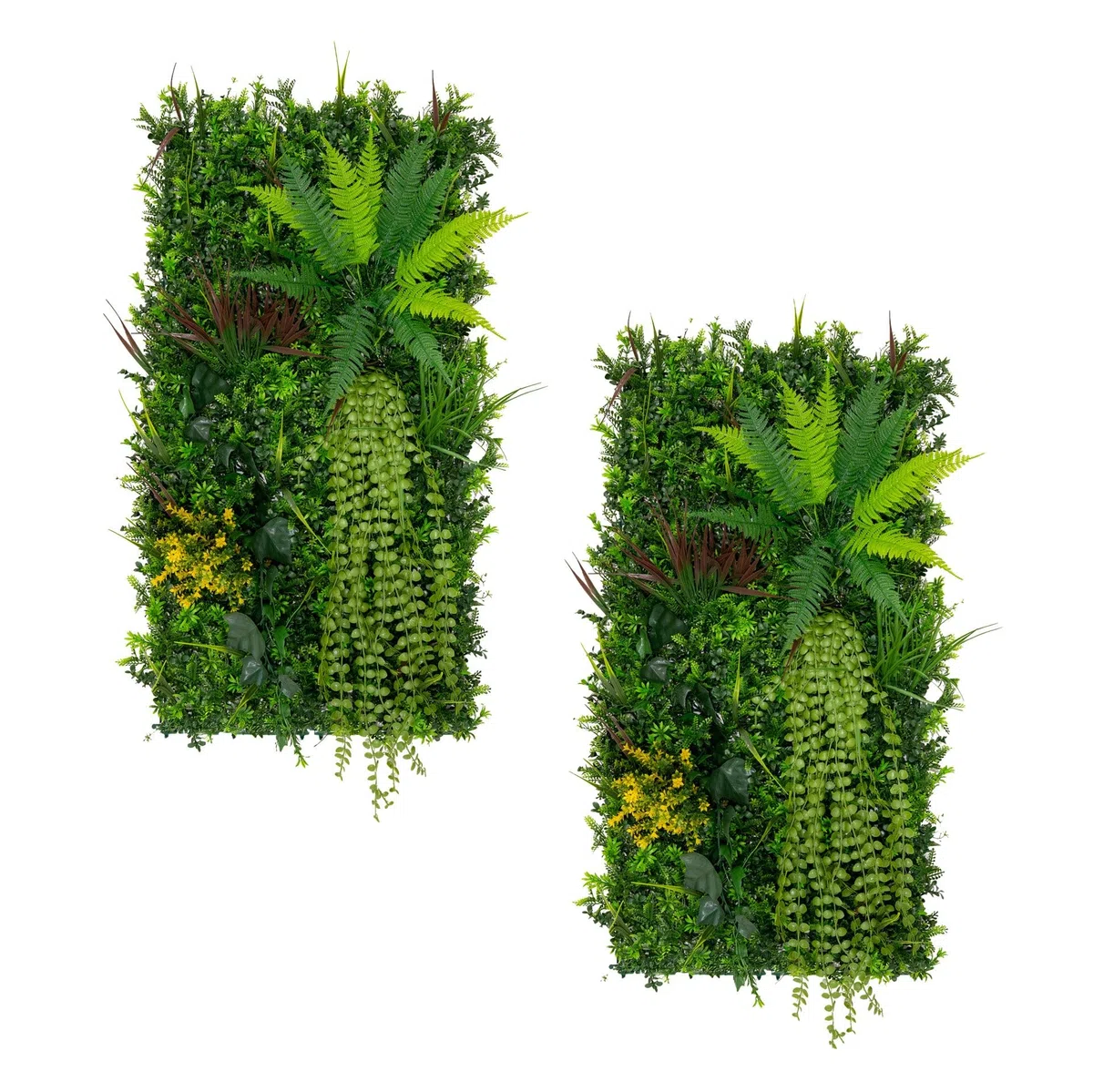 2x Panneau Mural Végétal Artificiel 50cm x 100 cm Alina Feuillage Fleur Verdure Carreau Intérieur Extérieur Résistant Aux Intempéries & UV Privée Décor Jardin Maison Fermoirs Fixations INCLUSES