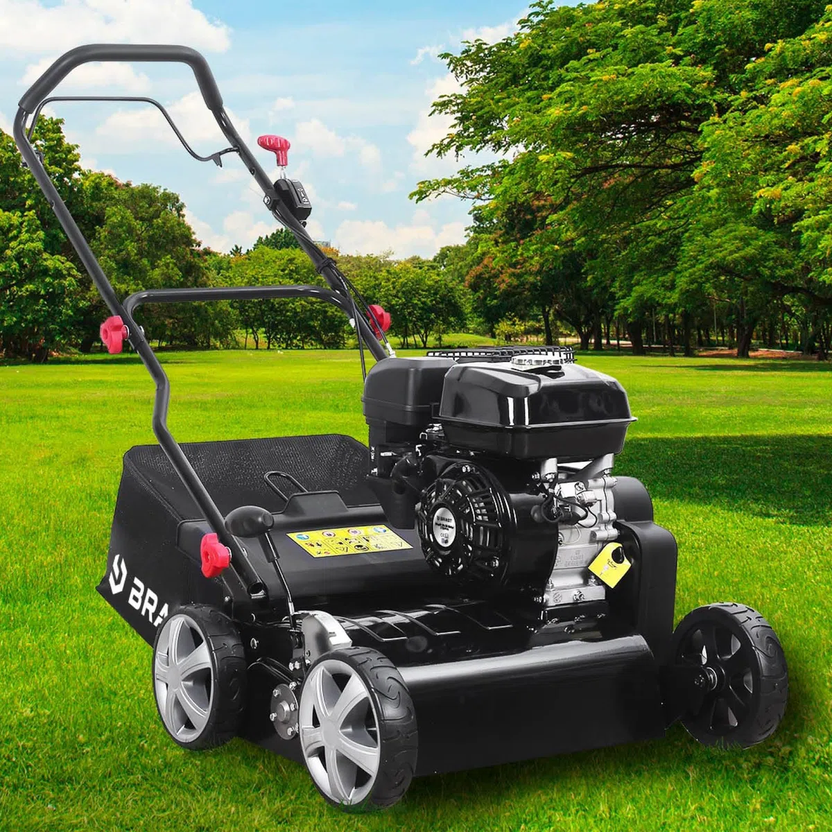 BRAST scarificateur thermique 212cc 6,12 ch Motor 4 temps, largeur de travail 42 cm - 4 MODÈLES puissances différentes - bac de ramassage 50 l, carter en metal, émousser gazon