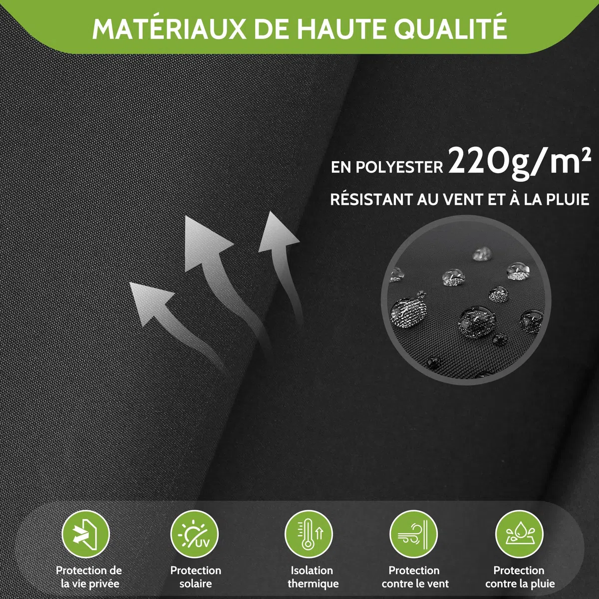 BelleMax Store Enrouleur Exterieur pour Balcon, Store Vertical avec la Chaîne, Tissu 220 g/m² Protection Solaire UV 50+ et Protection de la Vie Privée, Gris Foncé,100 x 140cm