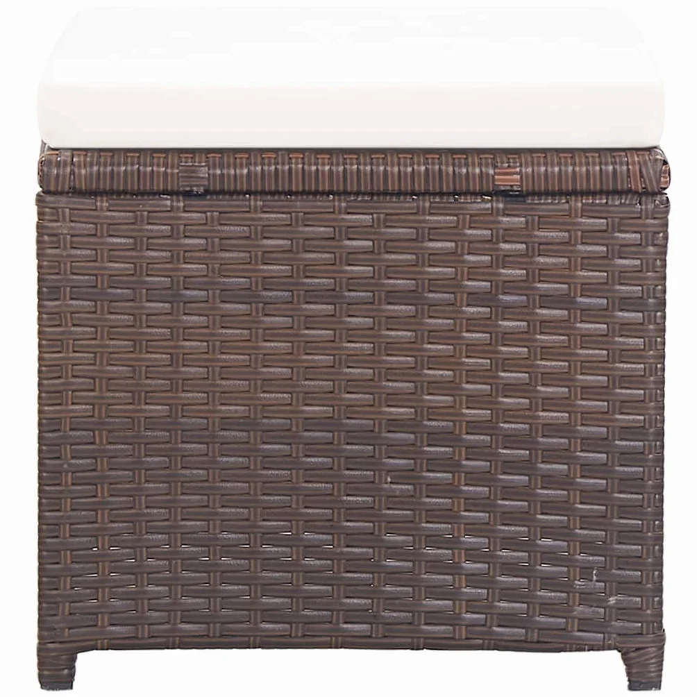 vidaXL Lot de 2 Tabourets de Jardin avec Coussins, Chaise de Pub, Siège de Terrasse, Meuble de Bistrot Patio Extérieur, Résine Tressée Marron