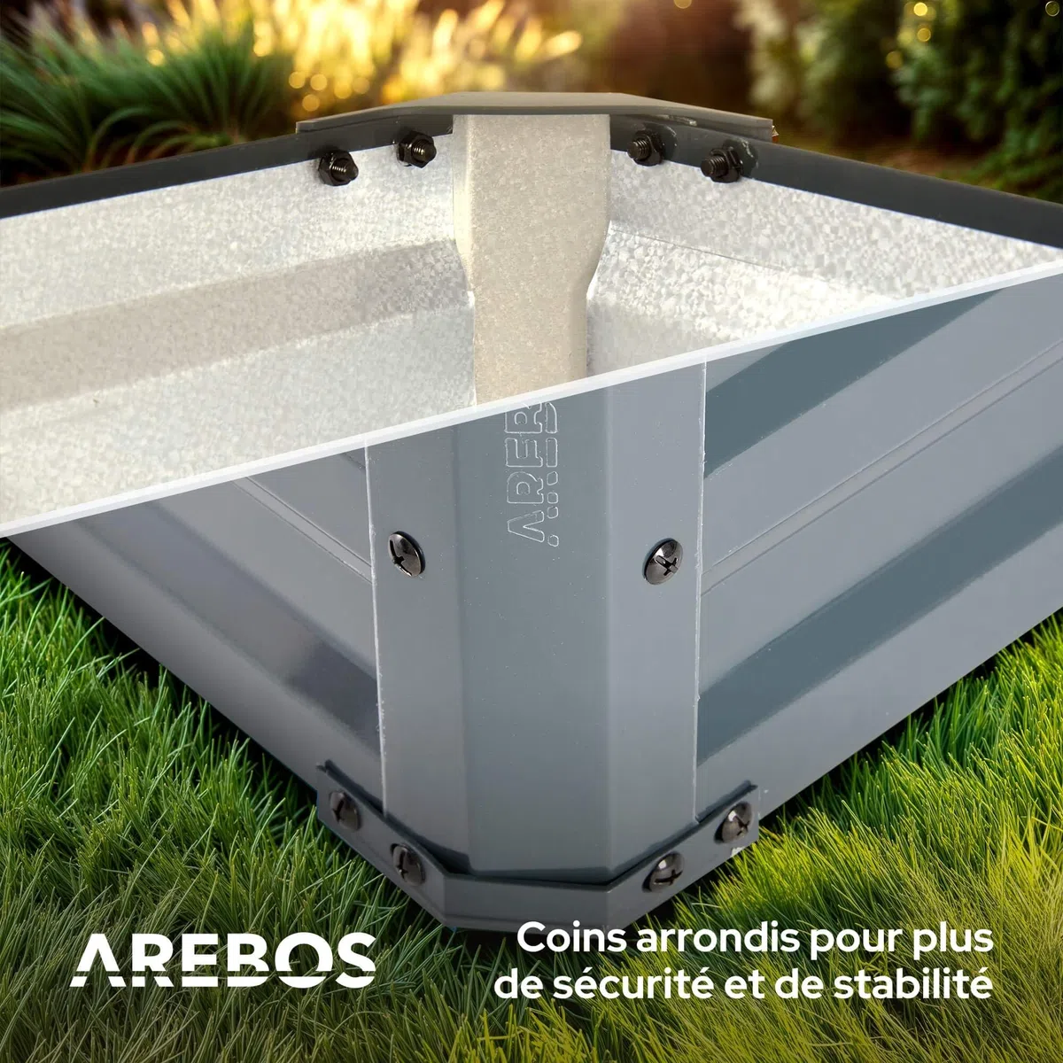 AREBOS Lit surélevé en métal 180x90x45 cm | Lit de Jardin en Acier galvanisé | Lit de Plantes résistant aux intempéries & à la Rouille | Lit de légumes rectangulaire pour Jardin & terrasse