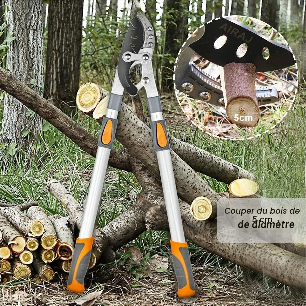 AIRAJ Coupe Branche Telescopique Ébrancheur 70-103CM,Avec Lames de Rechange,Coupe Branches les Plus Epaisses 5CM,Lame en Acier SK-5 et Coupe 6 Positions,Professionnel Coupe Branche