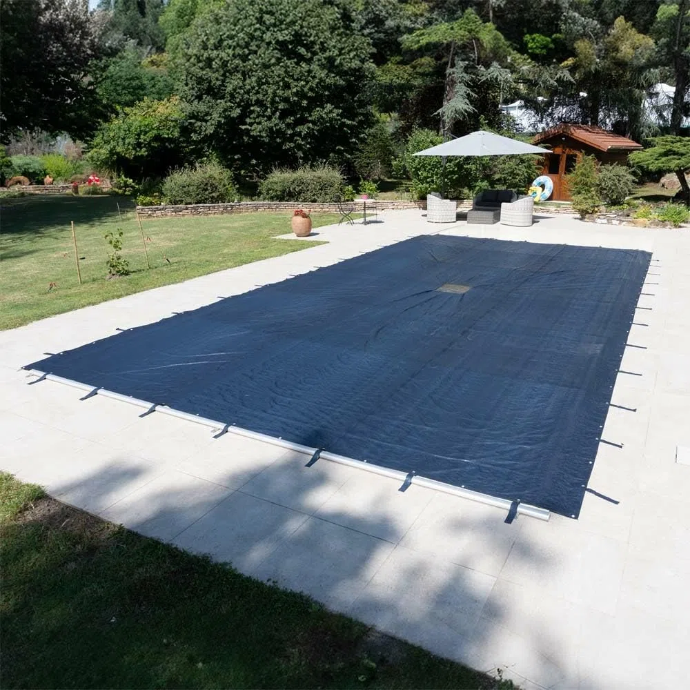 TERRE JARDIN Bache Piscine Hivernage en Polyéthylène 140g/m² - Bache Protection pour Piscine Rectangulaire - Bâche Résistante Oeillets Aluminium Pattes d'attache - 7 x 4 - Bleu