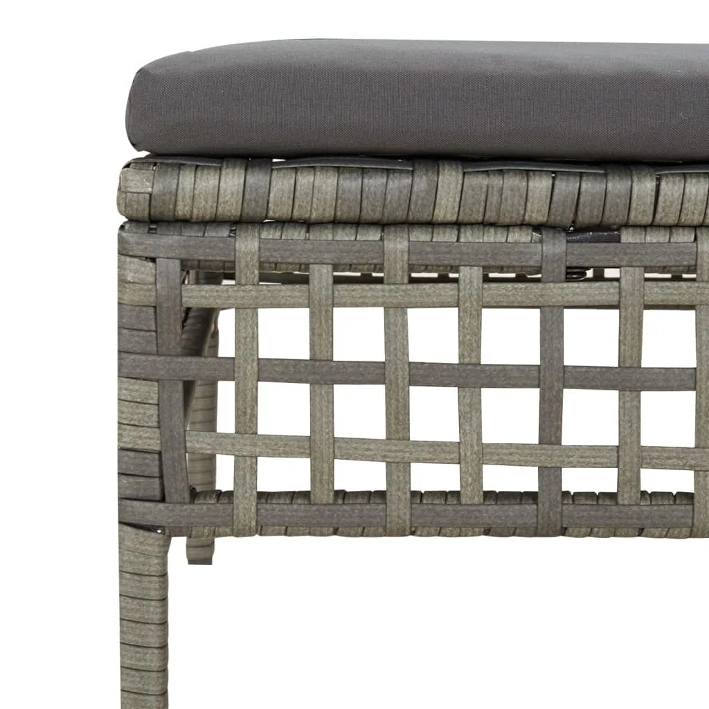 vidaXL Tabouret de Jardin avec Coussin, Repose-Pied de Terrasse, Pouf de Patio, Meuble d'Extérieur Arrière-Cour, Gris Résine Tressée