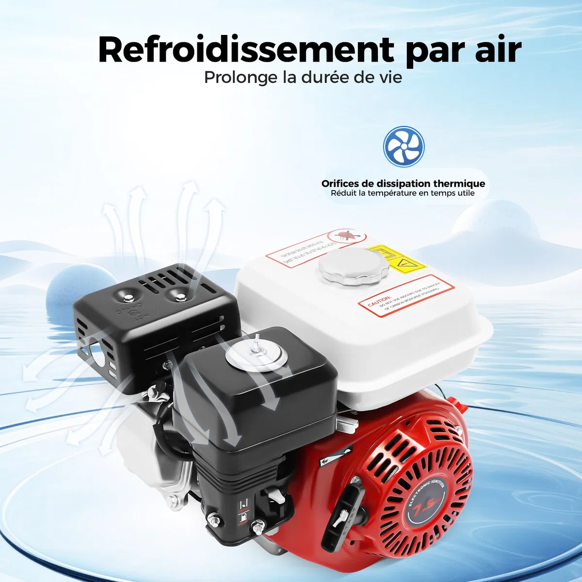 Moteur à essence de 7,5 ch, 212 cm³, moteur 4 temps de 20 mm d'arbre, démarreur manuel, kit de karting, moteur de kart avec fonction de protection contre la pénurie d'huile pour machines à pompe