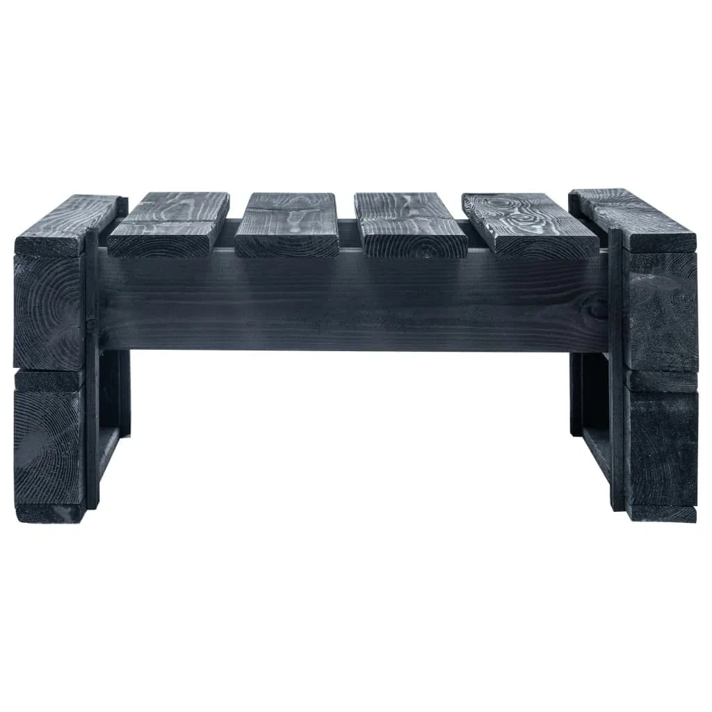 vidaXL Repose-Pied Palette de Jardin Noir Table Basse Terrasse Salon Bois