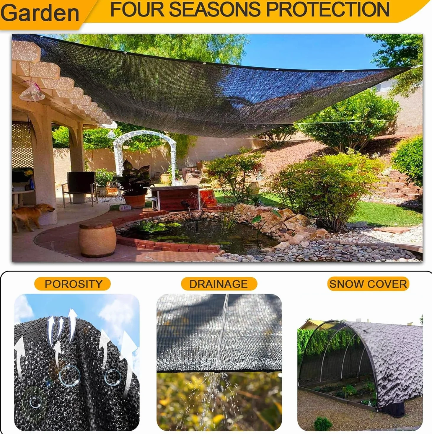 Filet d'Ombrage, Filet Protection Solaire 80-95% Anti-UV, Toile d'Ombrage Jardin Exterieur avec œIllets, Voiles D'Ombrage RéSistant pour Potager, Serre, Balcon,Terrasse, Pergola, Patio