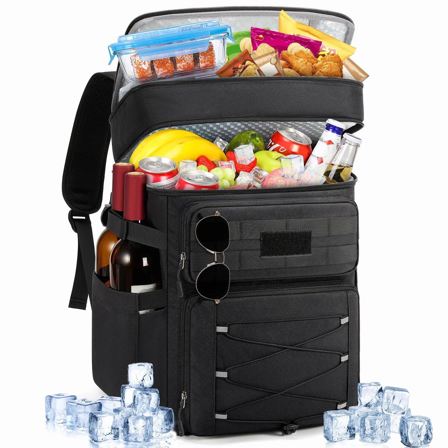 RAINSMORE Sac a Dos Isotherme Glaciere 30L Étanche pour Pique-Nique Sac a Dos Isotherme Repas Adulte Imperméable pour Plage Camping BBQ Noir