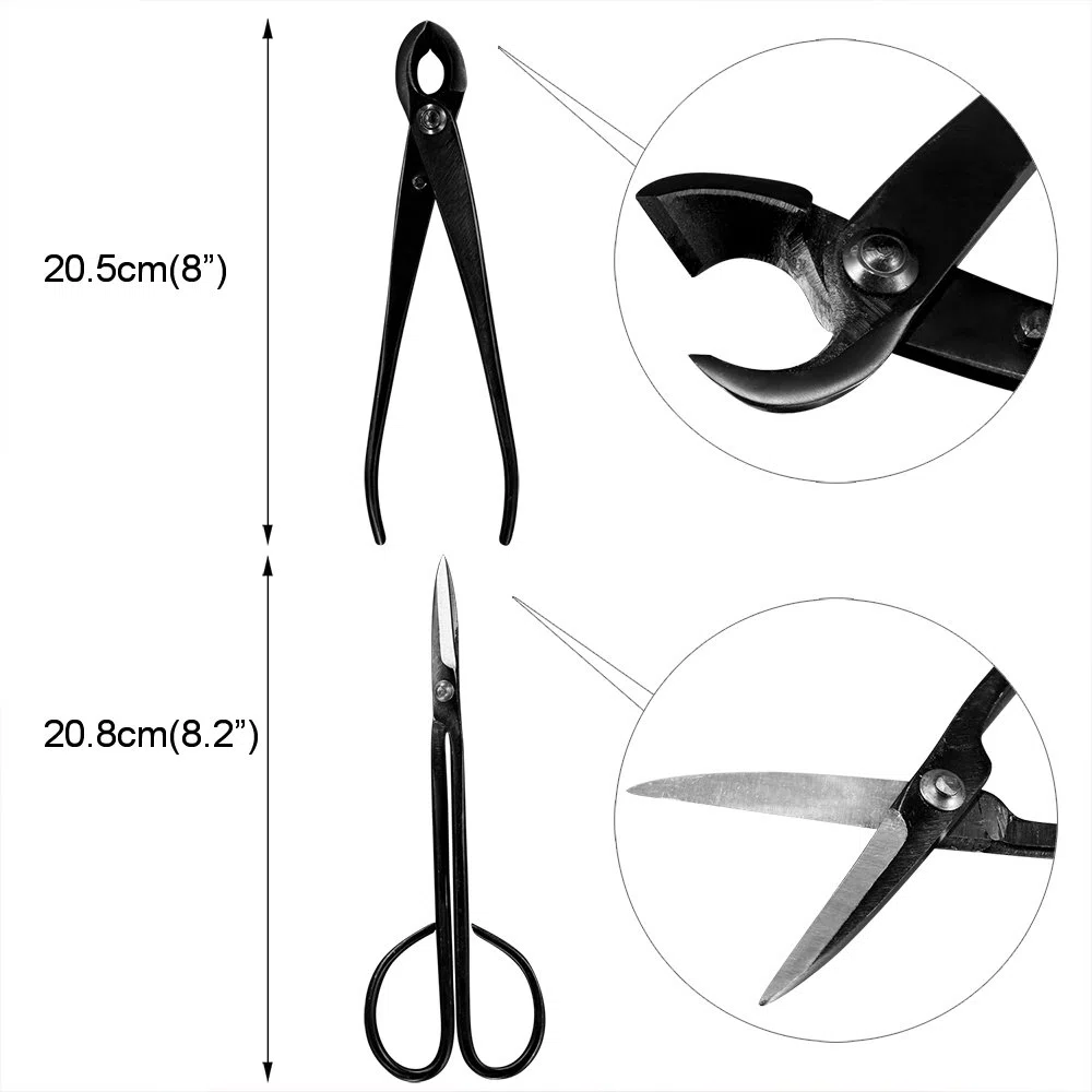 Audeuk Kit de 10 Outils pour bonsaï, Outils de Jardinage avec Fils, Ciseaux, cisailles en Acier Carbone, Housse en Nylon