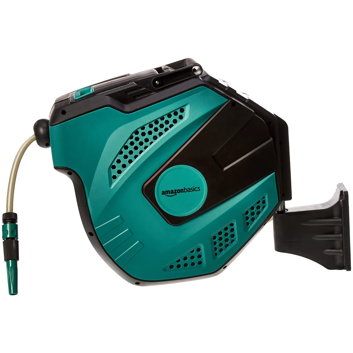 Amazon Basics Enrouleur automatique à fixation murale avec tuyau, 25 m, Verte