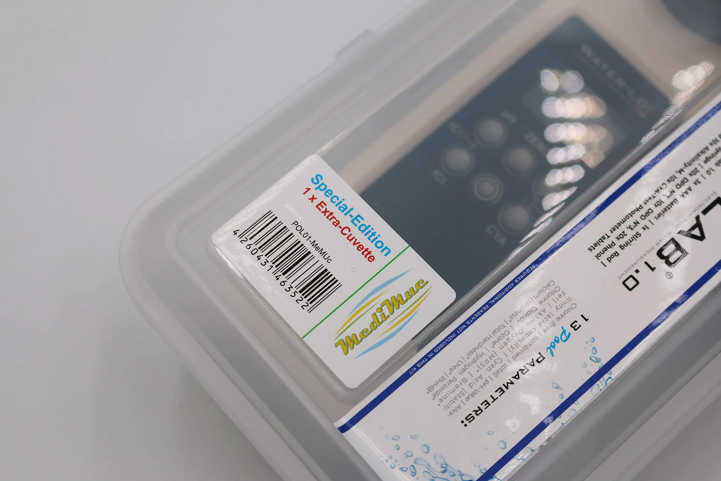 MediMuc PoolLab 1.0 Photomètre, 13 en1, avec 70 pastilles, une cuvette extra