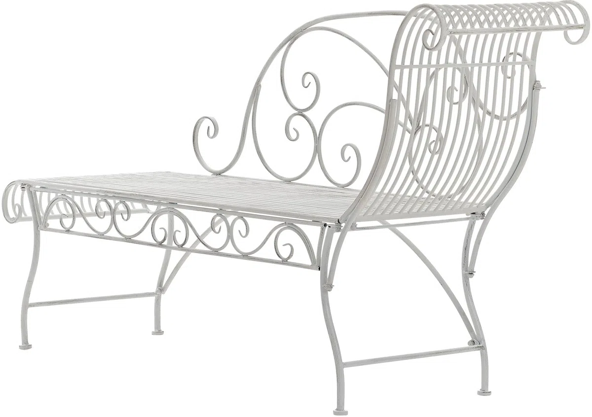 CLP Banc de Jardin Karma Style Art Nouveau avec Ornements, Chaise Longue extérieure capacité 160 kg Couleur Blanc Antique