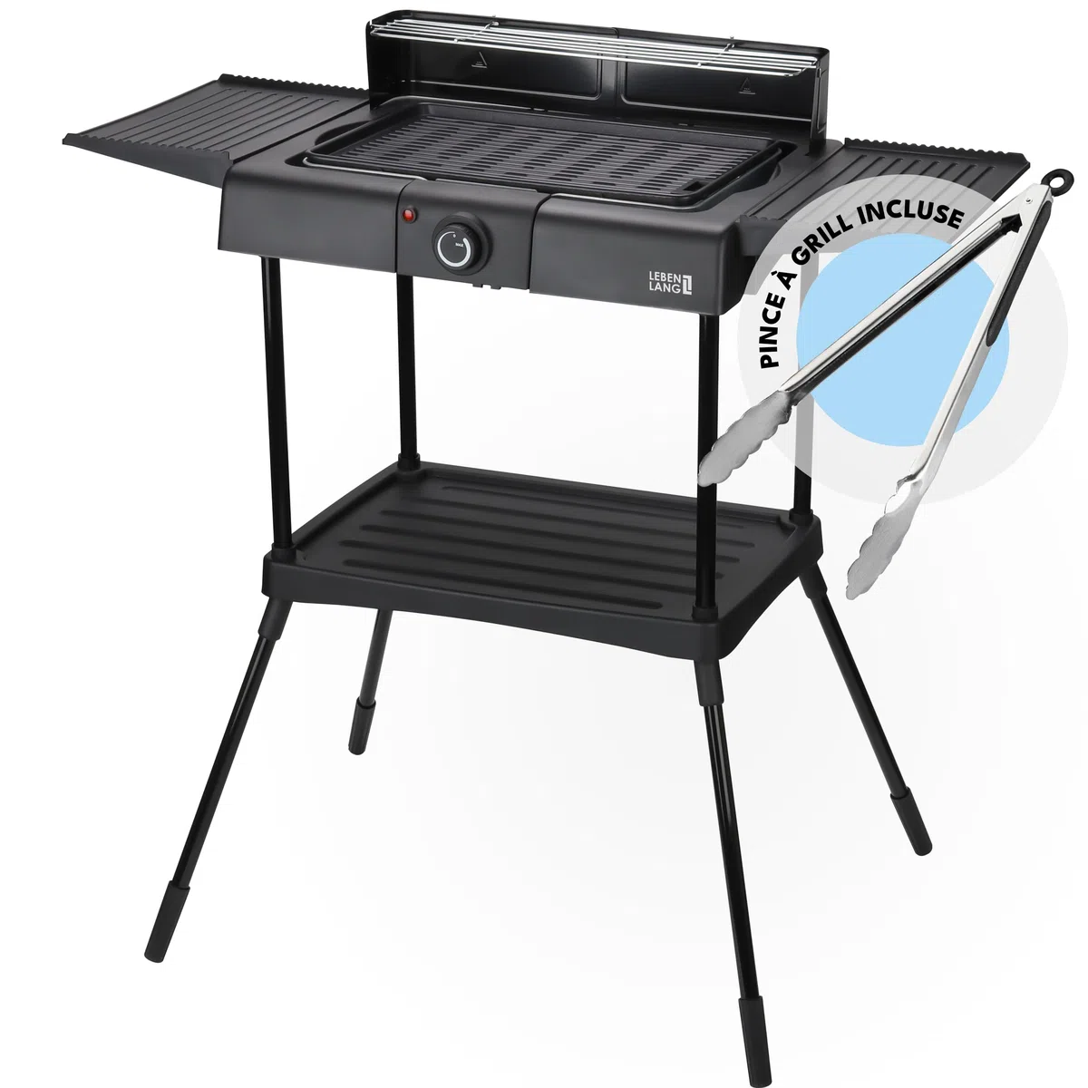 LEBENLANG 2in1 Barbecue electrique sur pied - Pieds & Pince à griller inclus I Grille viande électrique I Plancha électrique xxl Barbecue électriques exterieur I Barbecues d'extérieur Grills BBQ